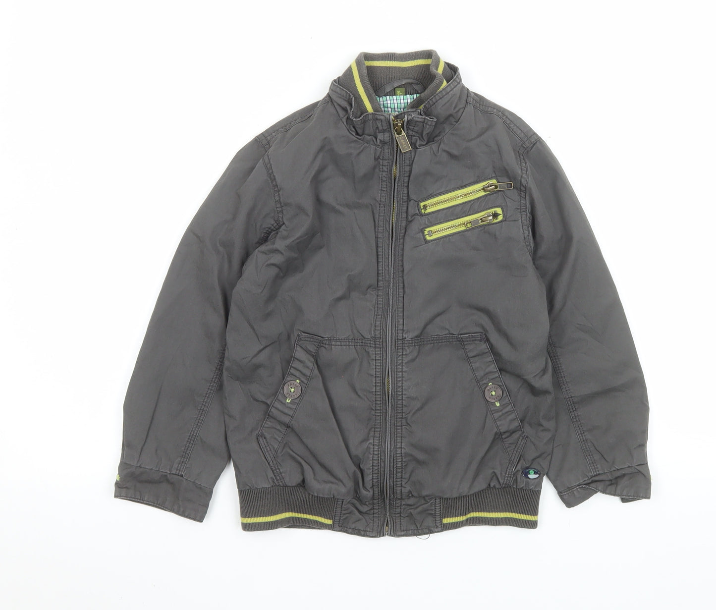 Baker by Ted Baker Boys Grey Cotton Bomber Jacket Age 7 Full Zip Casual