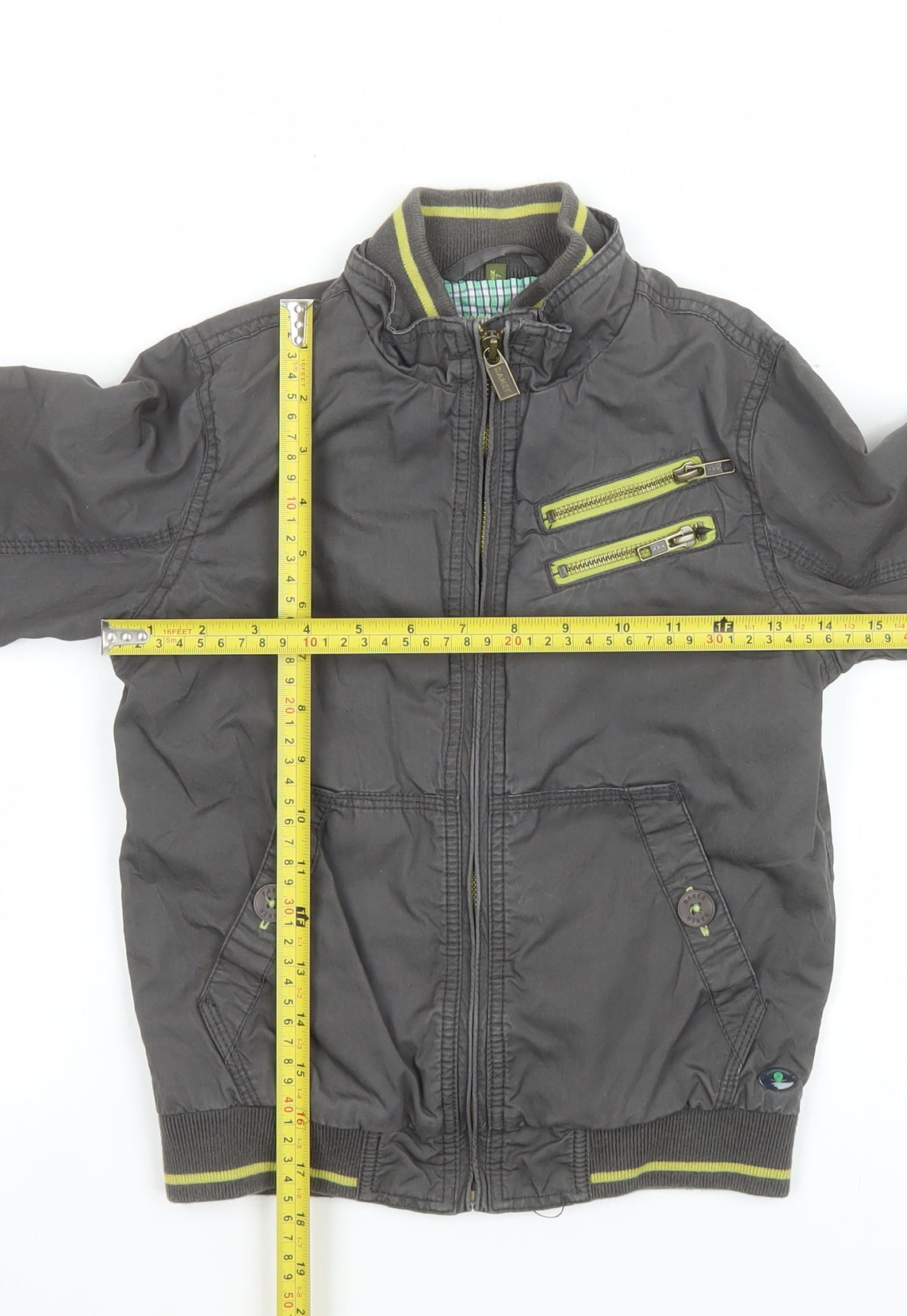 Baker by Ted Baker Boys Grey Cotton Bomber Jacket Age 7 Full Zip Casual