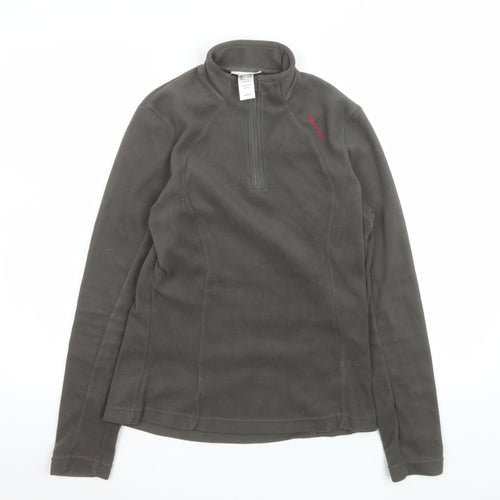 Quechua Women's Grey Fleece Pullover Hoodie XS 1/4 Zip Hiking Top