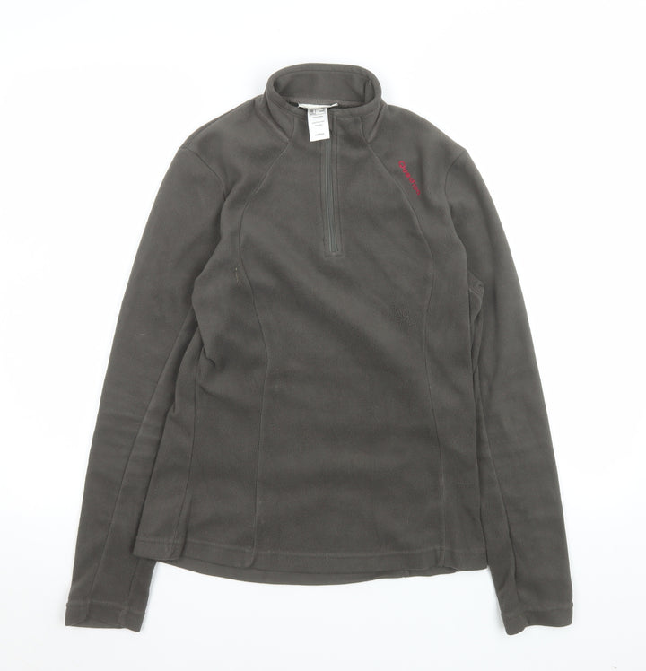 Quechua Women's Grey Fleece Pullover Hoodie XS 1/4 Zip Hiking Top