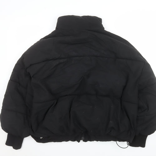 Zara Women's Black Short Puffer Jacket Size 12 Winter Quilted Zip-Up