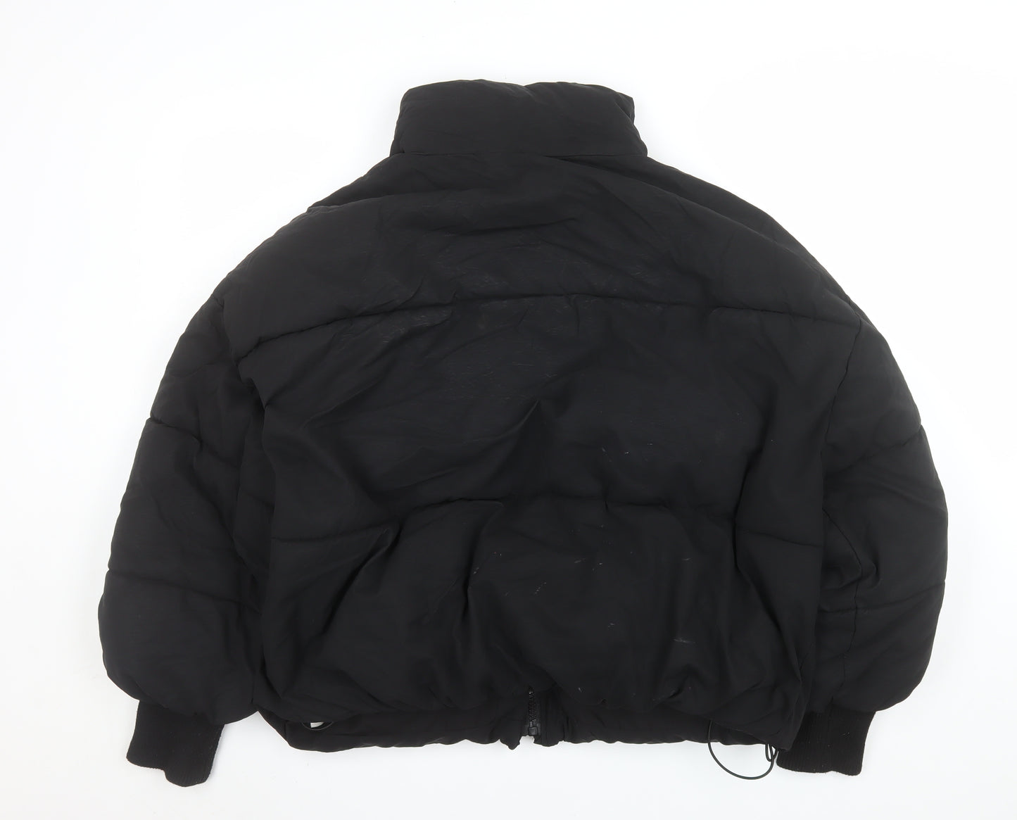 Zara Women's Black Short Puffer Jacket Size 12 Winter Quilted Zip-Up