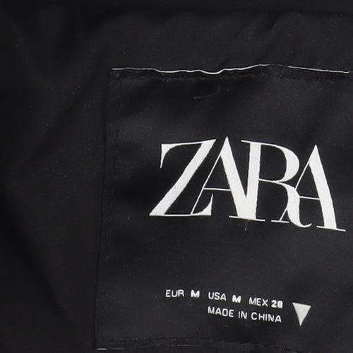 Zara Women's Black Short Puffer Jacket Size 12 Winter Quilted Zip-Up