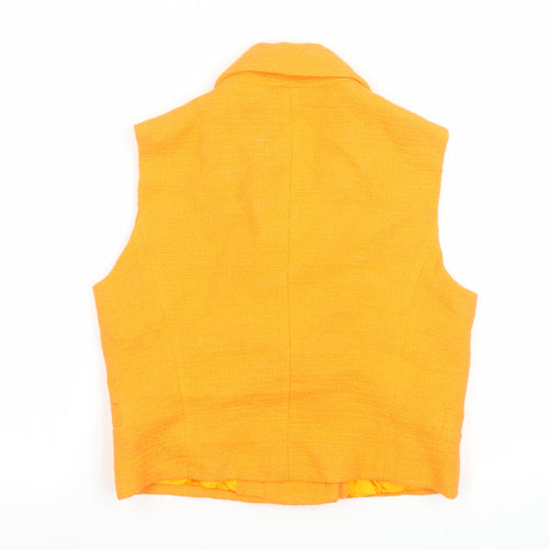Zara Women’s Orange Cotton Double-Breasted Sleeveless Waistcoat S