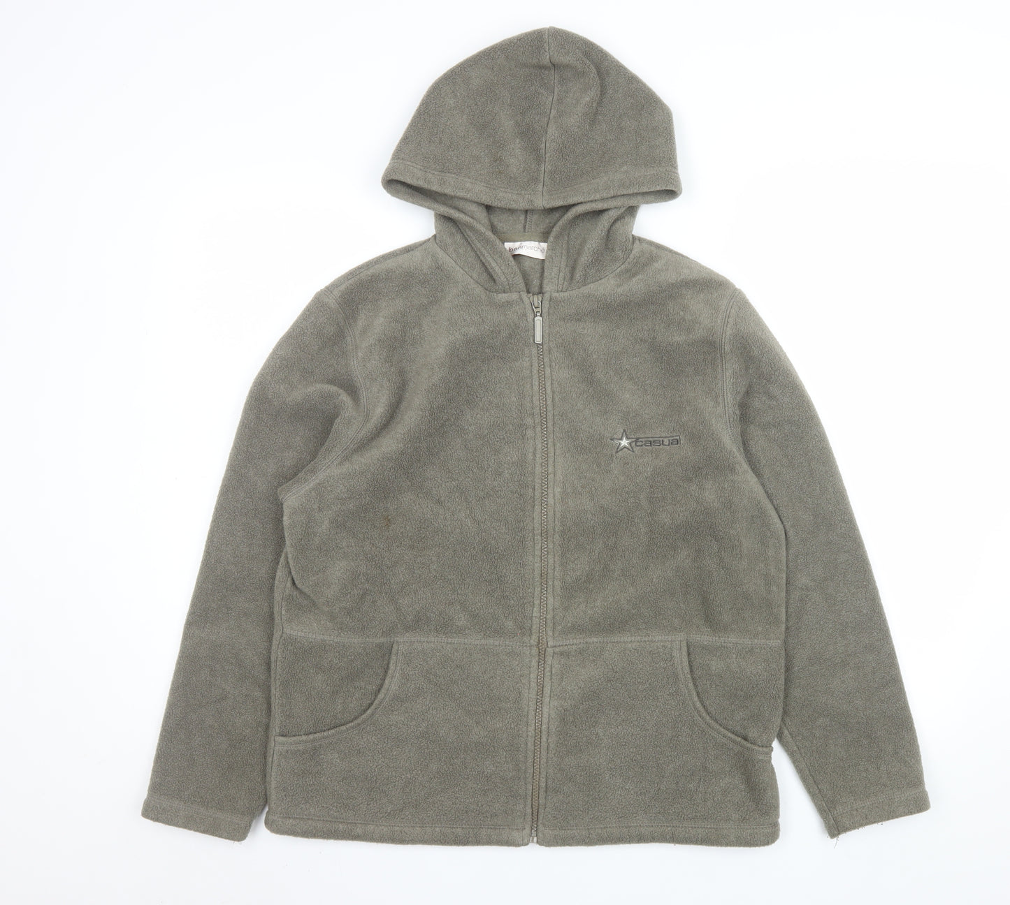 Bonmarché Men's Grey Hooded Fleece Jacket Size S Full Zip Casual