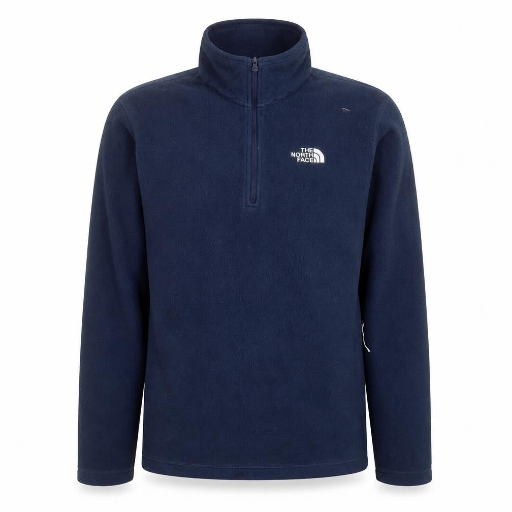 Front view of The North Face Men’s Blue Fleece 1/4 Zip Pullover Sweatshirt S