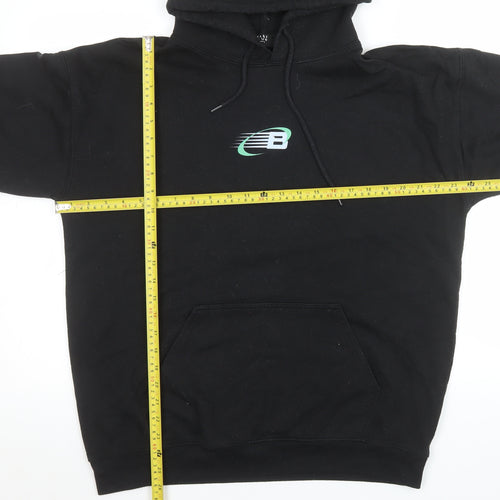 boohooMAN Men's Black Pullover Hoodie S Logo Fleece Sweatshirt