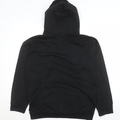 boohooMAN Men's Black Pullover Hoodie S Logo Fleece Sweatshirt
