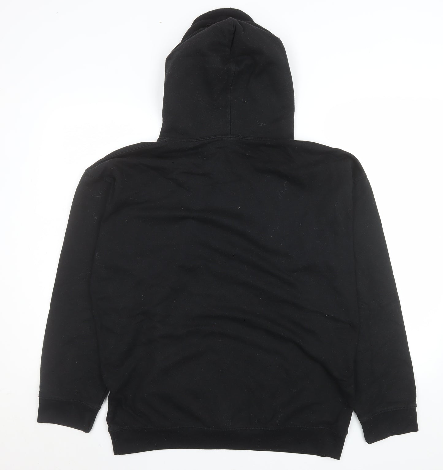 boohooMAN Men's Black Pullover Hoodie S Logo Fleece Sweatshirt