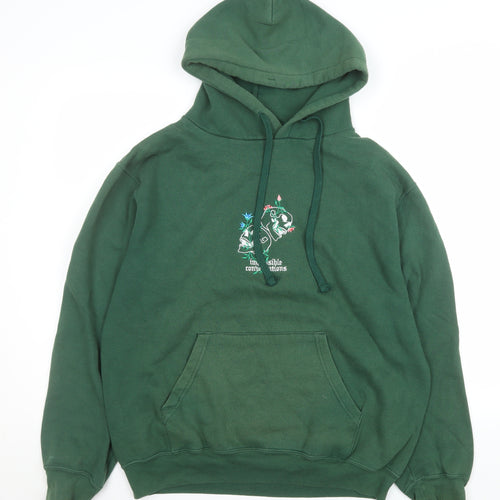 Impossible Conversations Men's Green Pullover Hoodie Size M Embroidered Graphic