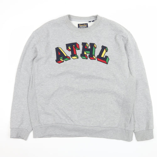 Superdry Womens Grey ATHL Graphic Pullover Sweatshirt UK 14