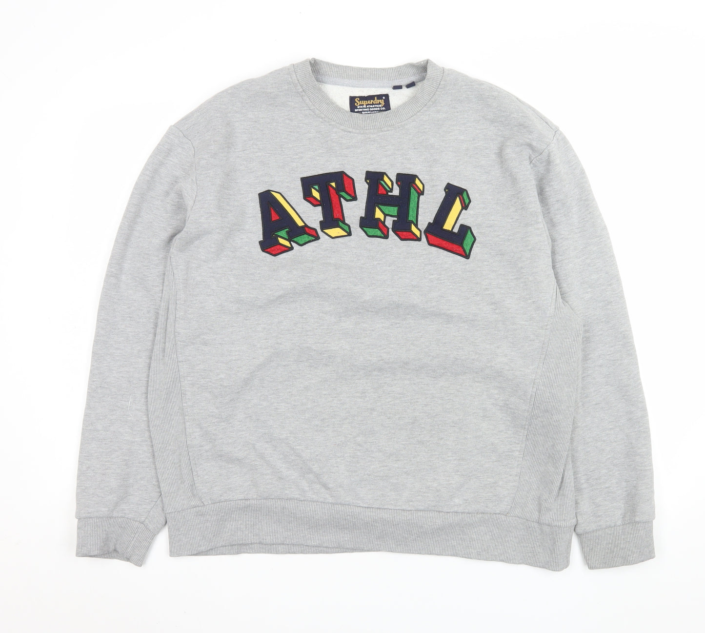 Superdry Womens Grey ATHL Graphic Pullover Sweatshirt UK 14