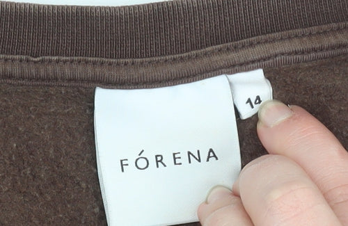Forena Brown Crew Neck Women's Size 14 Pullover Sweatshirt