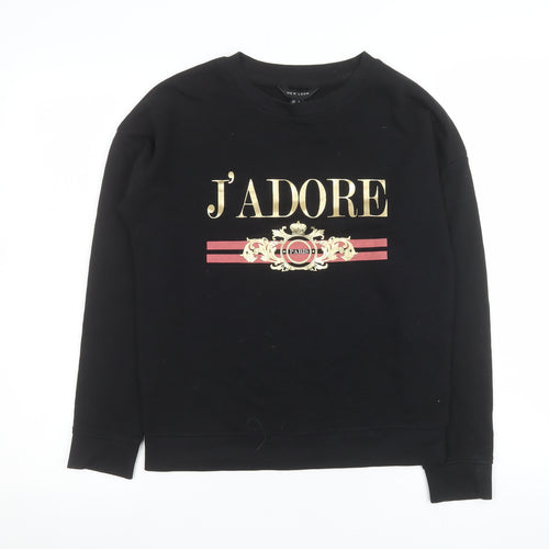 New Look Women Black J'Adore Paris Gold Logo Sweatshirt UK 6