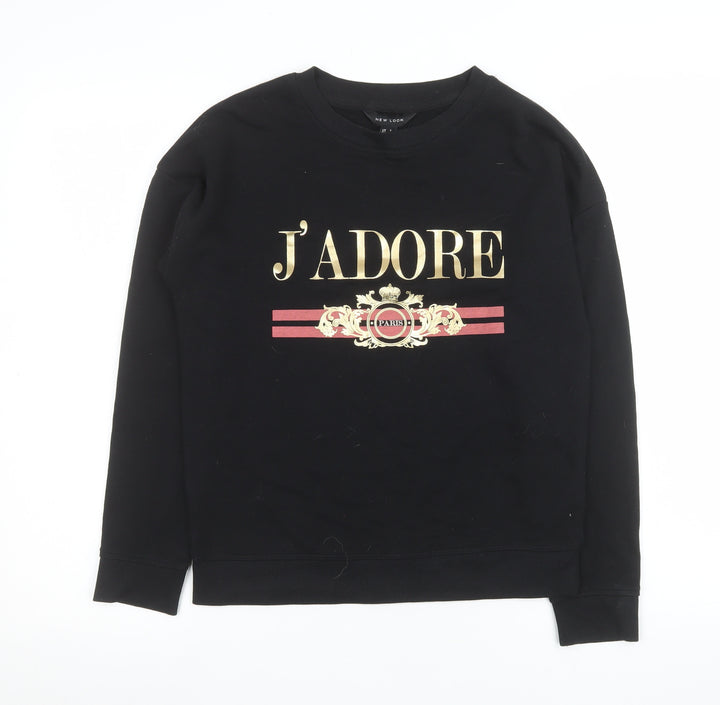 New Look Women Black J'Adore Paris Gold Logo Sweatshirt UK 6