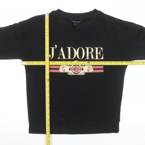 New Look Women Black J'Adore Paris Gold Logo Sweatshirt UK 6