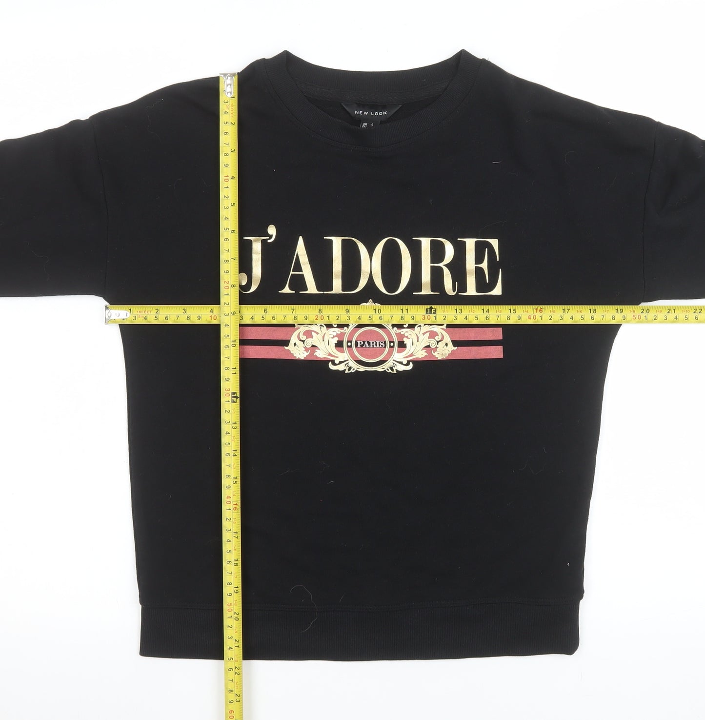 New Look Women Black J'Adore Paris Gold Logo Sweatshirt UK 6