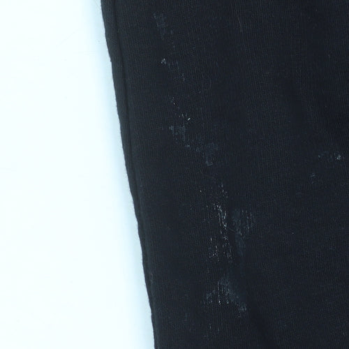 ZARA Women Black L Cropped Pullover Sweatshirt Cotton Blend