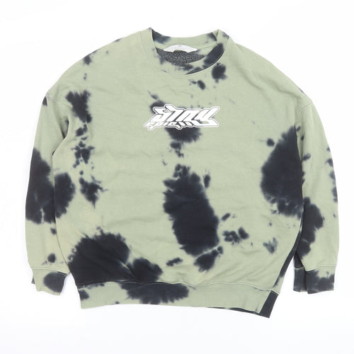 H&M Boys Green Tie-Dye Graphic Pullover Sweatshirt 9-10 Years