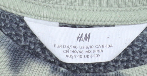 H&M Boys Green Tie-Dye Graphic Pullover Sweatshirt 9-10 Years