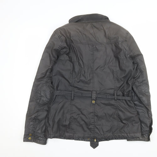 Oasis Women’s Black Belted Waxed Cotton Mid-Length Parka Jacket M