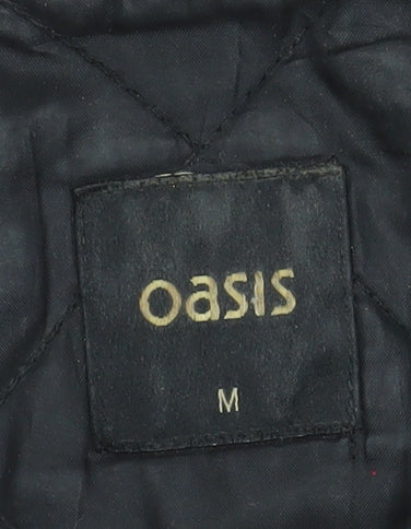 Oasis Women’s Black Belted Waxed Cotton Mid-Length Parka Jacket M