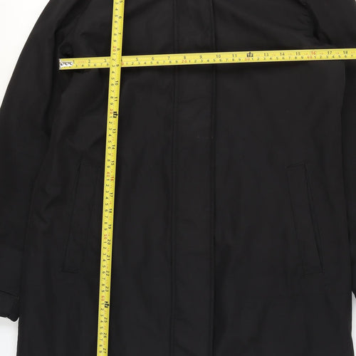 ReSET Women's Black Waterproof Long Hooded Rain Coat Size 12