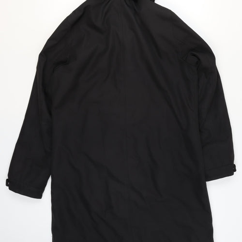 ReSET Women's Black Waterproof Long Hooded Rain Coat Size 12