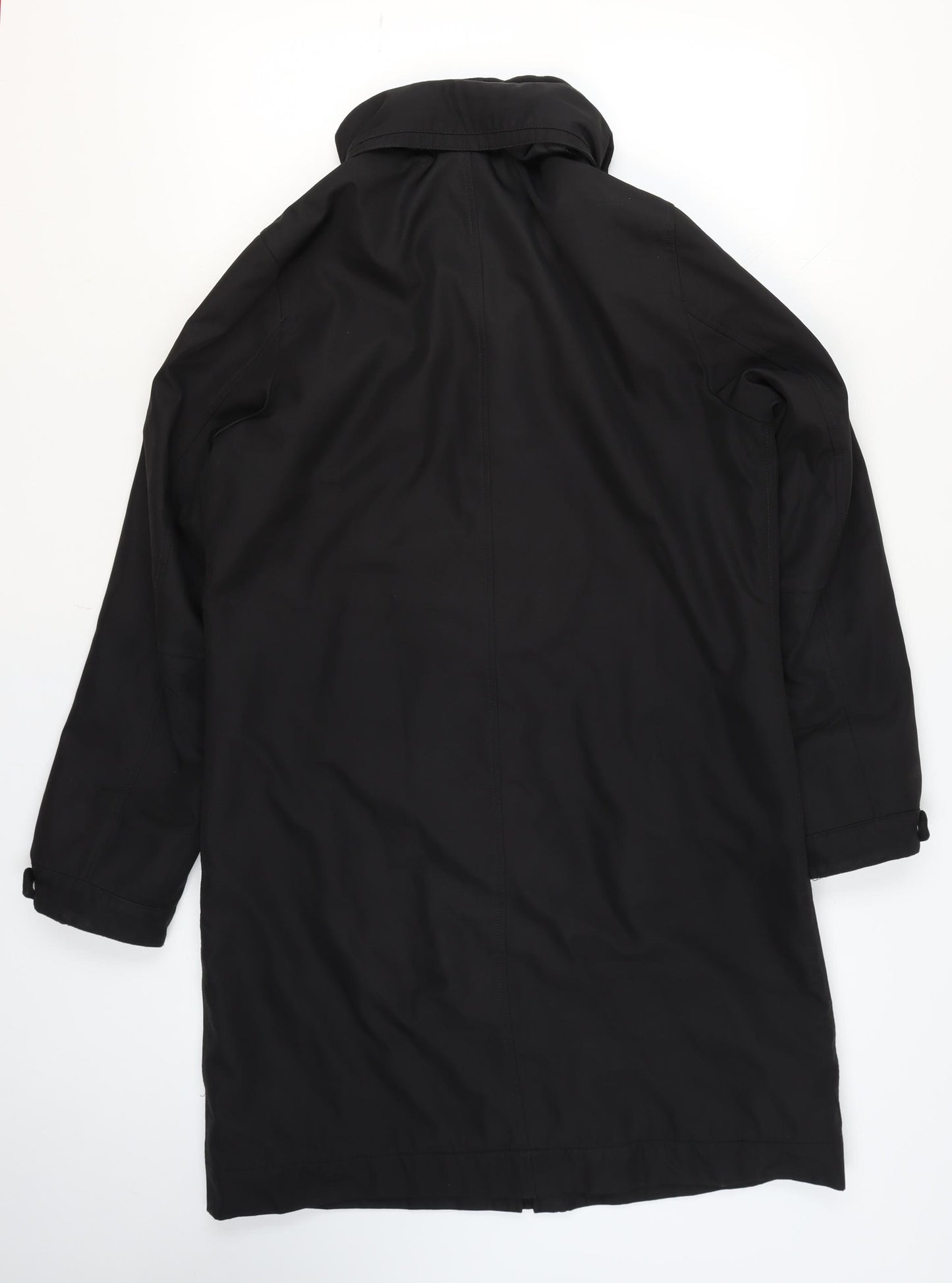 ReSET Women's Black Waterproof Long Hooded Rain Coat Size 12