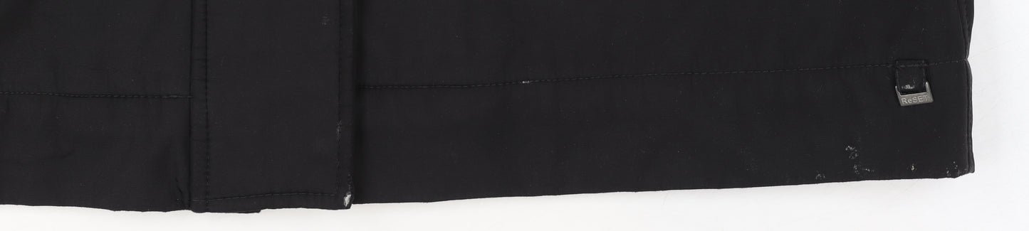 ReSET Women's Black Waterproof Long Hooded Rain Coat Size 12