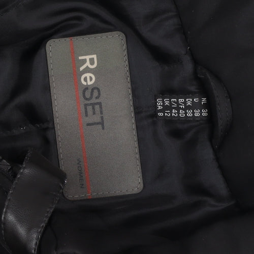 ReSET Women's Black Waterproof Long Hooded Rain Coat Size 12