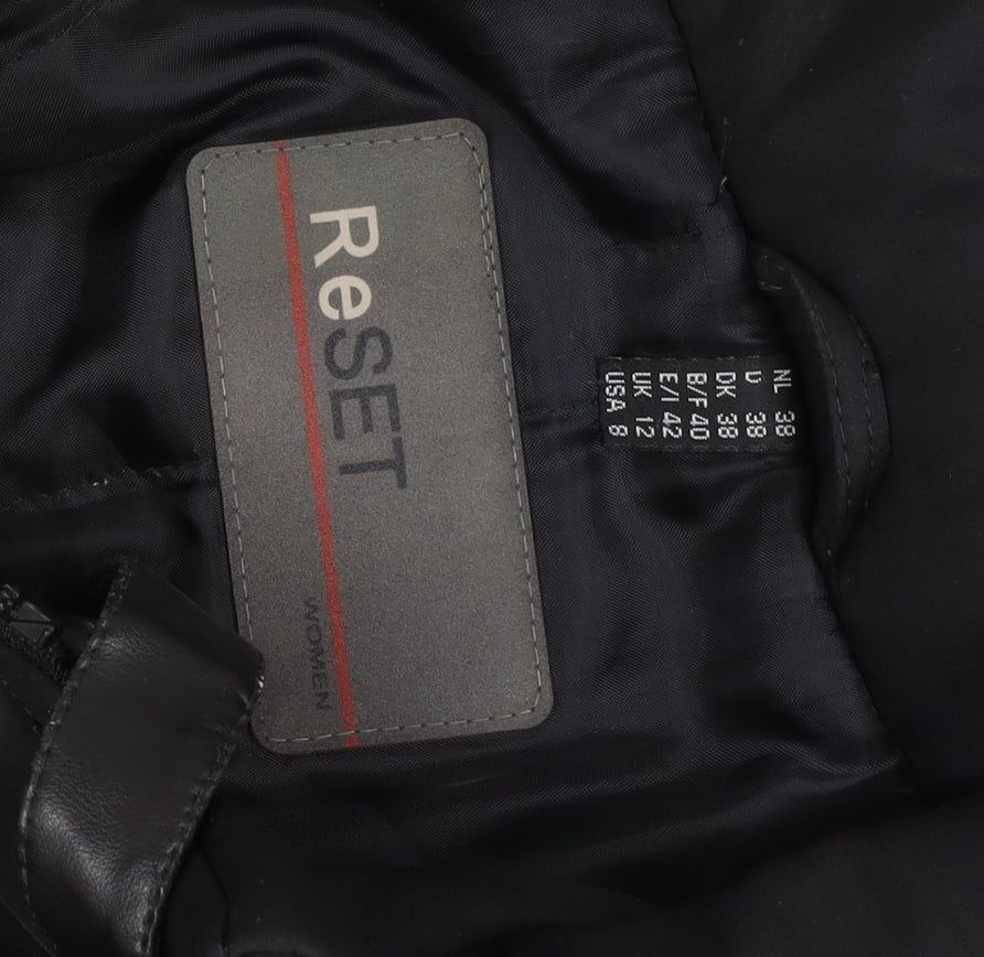ReSET Women's Black Waterproof Long Hooded Rain Coat Size 12