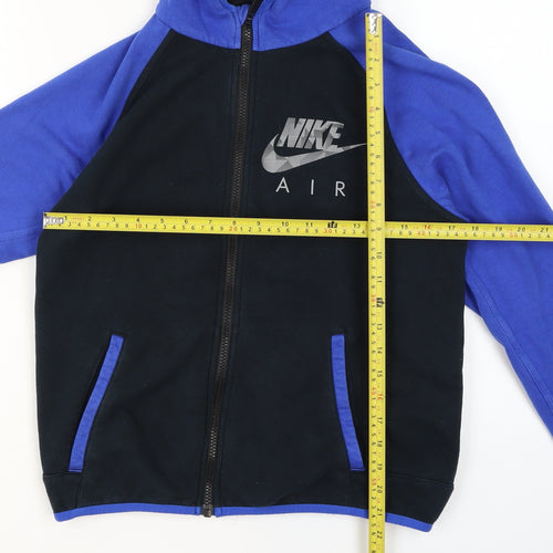 Nike Boys Blue Black Full Zip Hoodie L Cotton Blend Sportswear