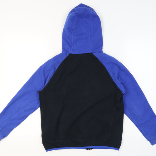 Nike Boys Blue Black Full Zip Hoodie L Cotton Blend Sportswear