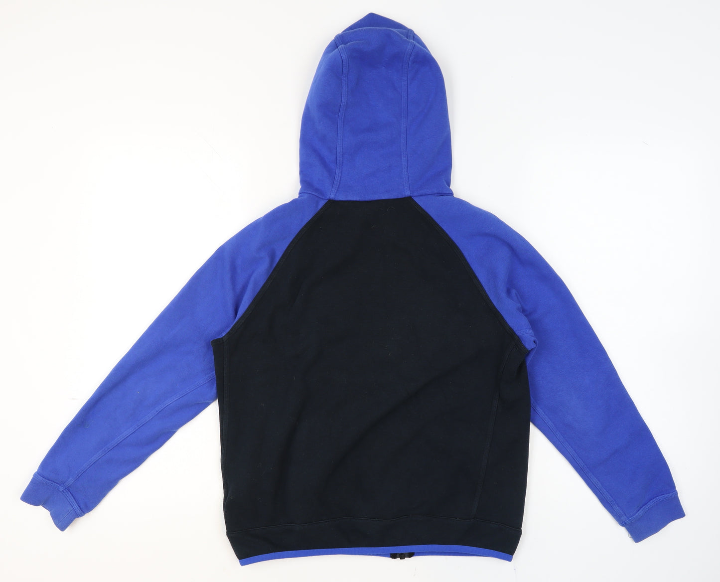 Nike Boys Blue Black Full Zip Hoodie L Cotton Blend Sportswear