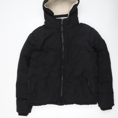 SoulCal & Co Men's Black Puffer Hooded Winter Jacket Size S