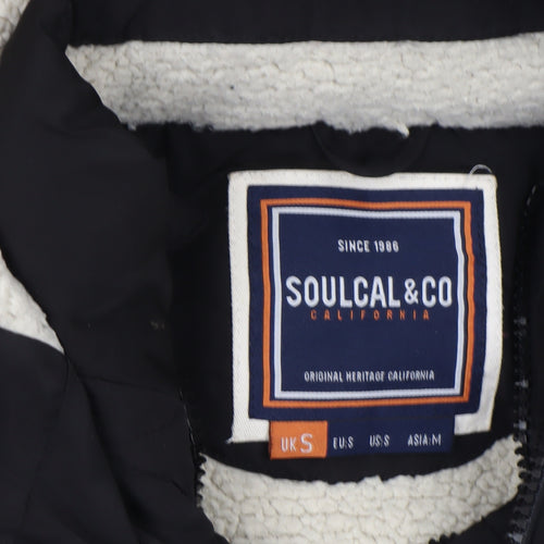 SoulCal & Co Men's Black Puffer Hooded Winter Jacket Size S