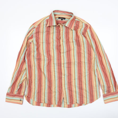 Monsoon Men's Multicoloured Striped Cotton Blend Long Sleeve Casual Shirt L