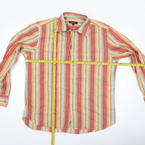 Monsoon Men's Multicoloured Striped Cotton Blend Long Sleeve Casual Shirt L