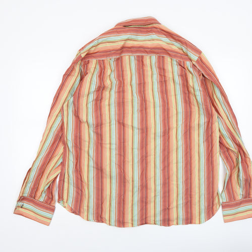 Monsoon Men's Multicoloured Striped Cotton Blend Long Sleeve Casual Shirt L