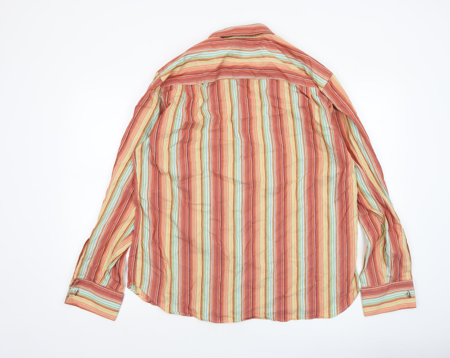 Monsoon Men's Multicoloured Striped Cotton Blend Long Sleeve Casual Shirt L