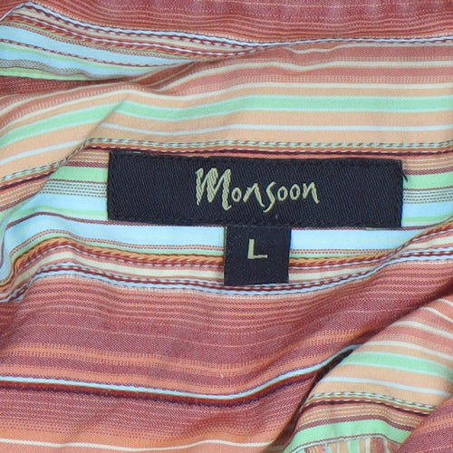 Monsoon Men's Multicoloured Striped Cotton Blend Long Sleeve Casual Shirt L