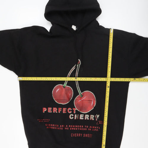 Stylewise Men’s Black Pullover Hoodie M Cherry Graphic Print