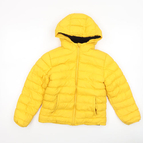 Mountain Warehouse Boys Yellow Hooded Puffer Jacket 7-8 Years Water Resistant