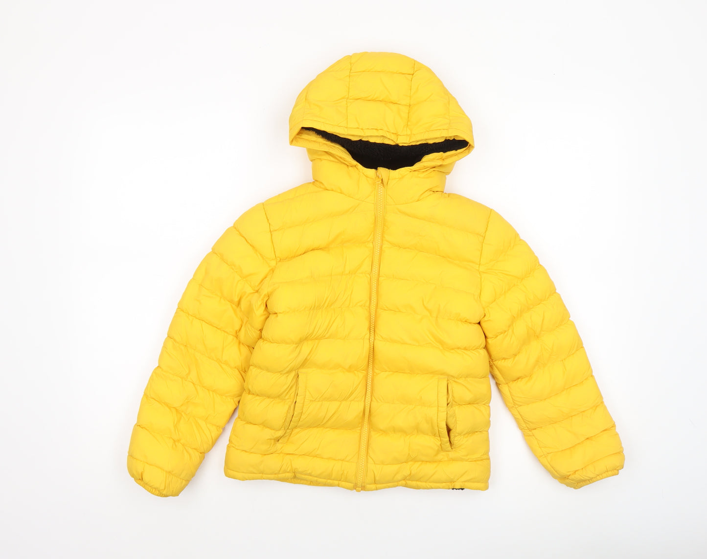 Mountain Warehouse Boys Yellow Hooded Puffer Jacket 7-8 Years Water Resistant