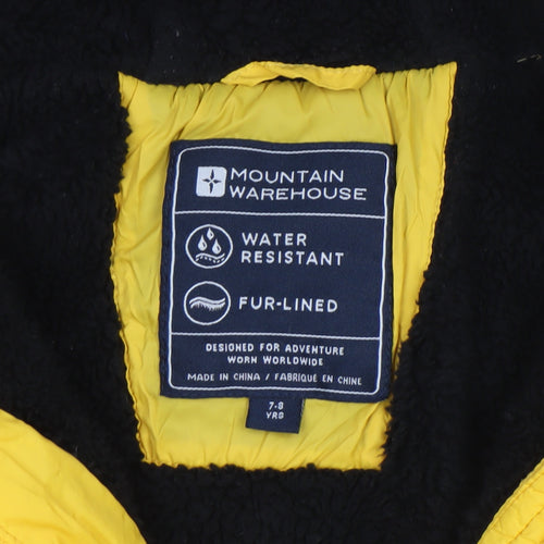 Mountain Warehouse Boys Yellow Hooded Puffer Jacket 7-8 Years Water Resistant