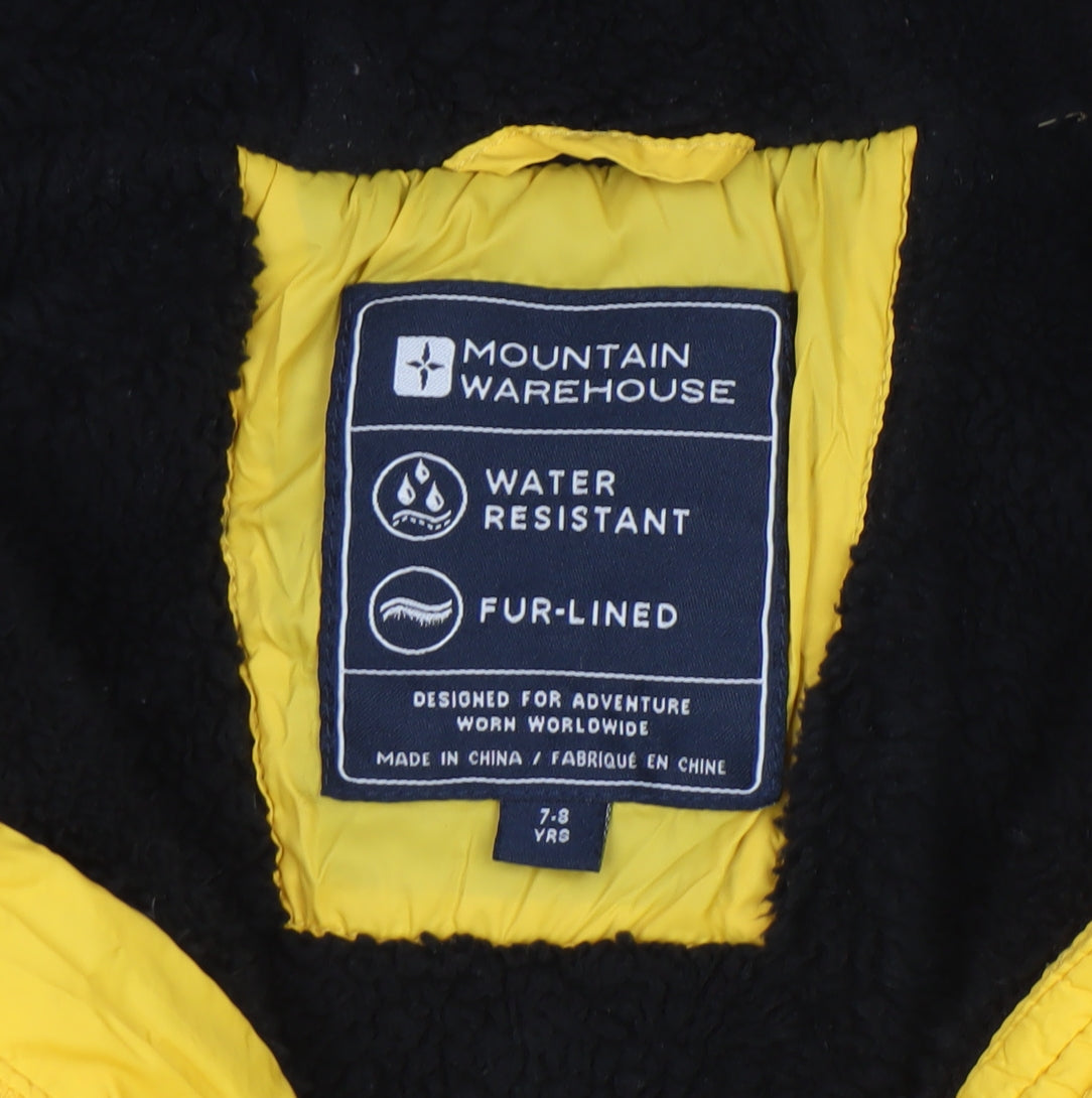 Mountain Warehouse Boys Yellow Hooded Puffer Jacket 7-8 Years Water Resistant