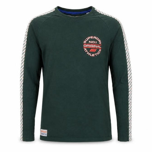 Superdry Men's Green Long Sleeve Athletic Logo Crew Neck Top Size L