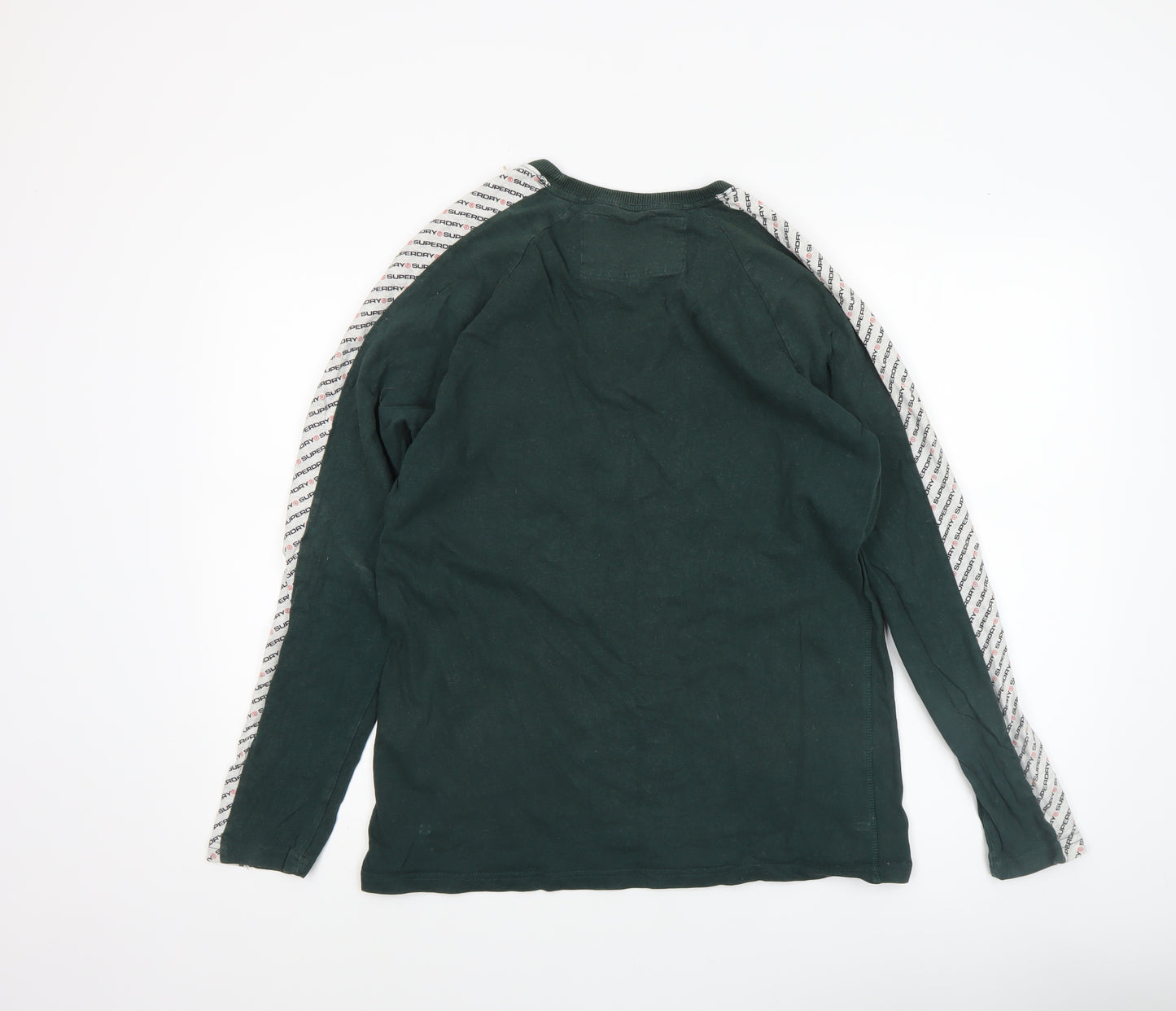 Superdry Men's Green Long Sleeve Athletic Logo Crew Neck Top Size L