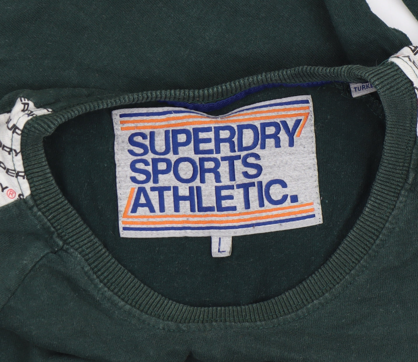 Superdry Men's Green Long Sleeve Athletic Logo Crew Neck Top Size L